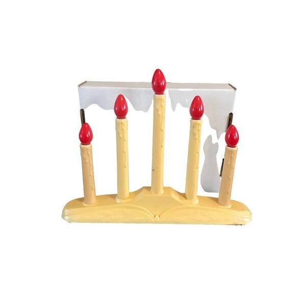 Vintage Electric 5-Light Candelabra Window Candle Lamp With Red Bulbs - Picture 3 of 9